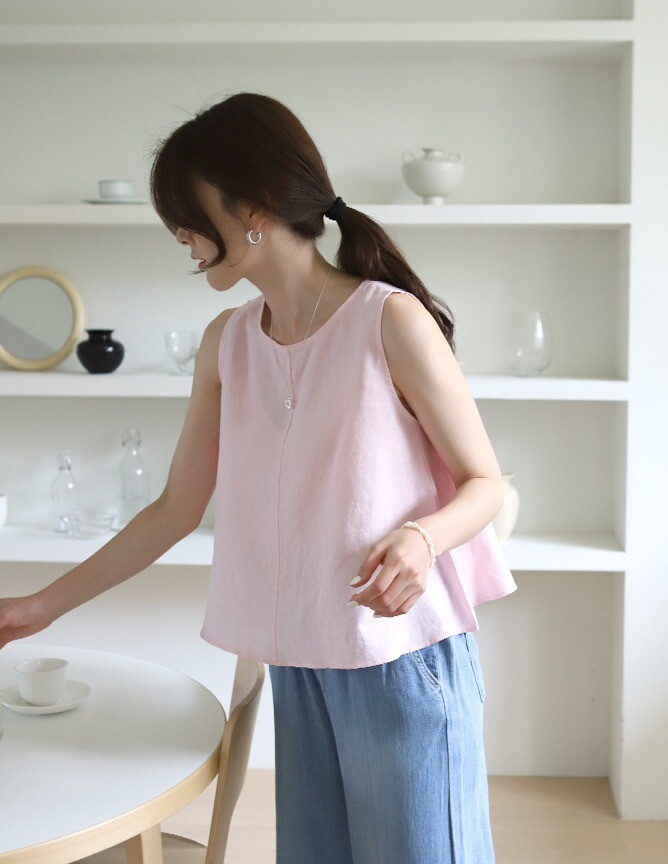 플레어 린넨 나시